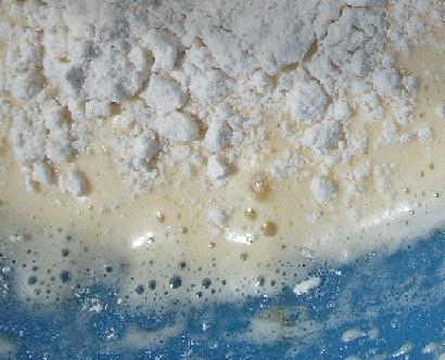 Fold the flour into the egg and sugar mixture
