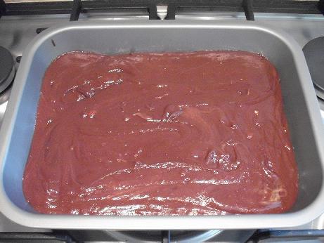 Pour into baking tin and smooth over