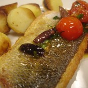 Roast fillet of Sea Bass with a sauce vierge
