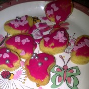 Little Make It, Bake It's pink heart biscuits http://www.makeitbakeit.co.uk/2012/02/peanut-butter-and-jam-filled-heart.html