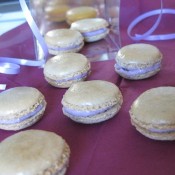 Iris from bakedbyme.net: blackberry mascarpone macarons