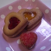 Heart shaped jammy dodgers from Domestic Goddesque http://domesticgoddesque.com/2011/02/made-with-love/