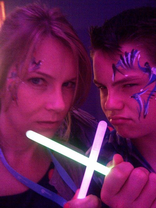 Glow sticks and face painting