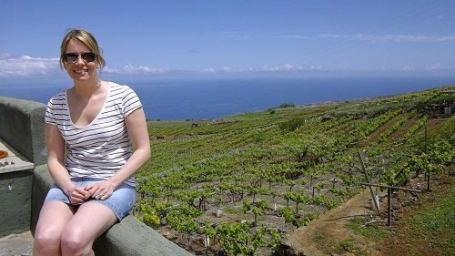 The gorgeous vineyard, and the less-gorgeous pasty white me.