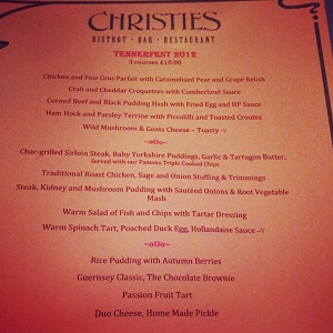 Christie's Tennerfest menu