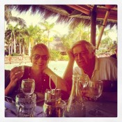 My Dad and I in the beautiful poolside restaurant