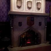 The fireplace inside Be Our Guest restaurant