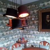 Bowler hat lights in a meeting room