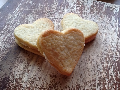 Lemon cream loveheart biscuits