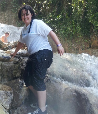 Erica climbing Dunns River Falls