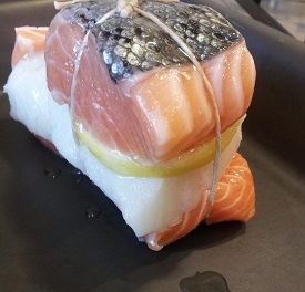 My cod and salmon 'parcel'