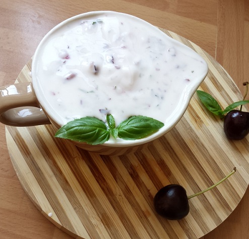 Cherry and basil home made yogurt