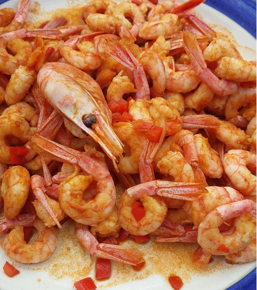Spicy garlic prawns