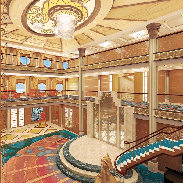How the new atrium lobby will look pic: (c) Disney Cruise Line