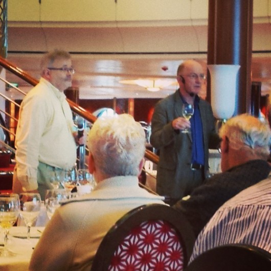 Oz and Tom talking us through the cheese and wine pairings