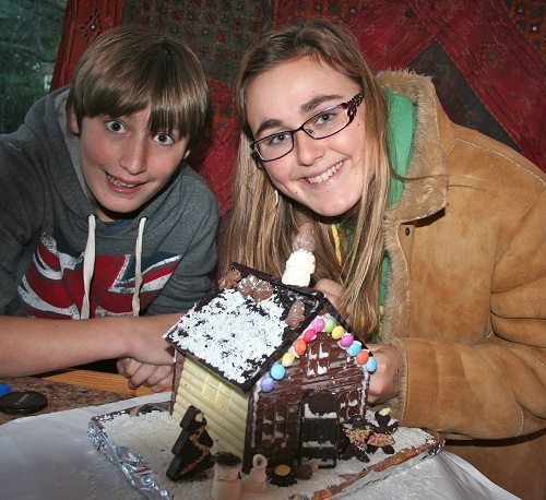 Haward family's chocolate Christmas cottage cake