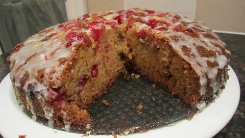 Lorraine's Christmas cranberry, orange and white chocolate cake