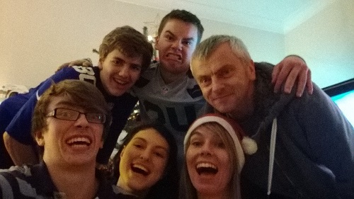 English Towers tree decorating team face pulling selfie 2013