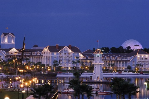 Disney's Yacht Club Resort at night