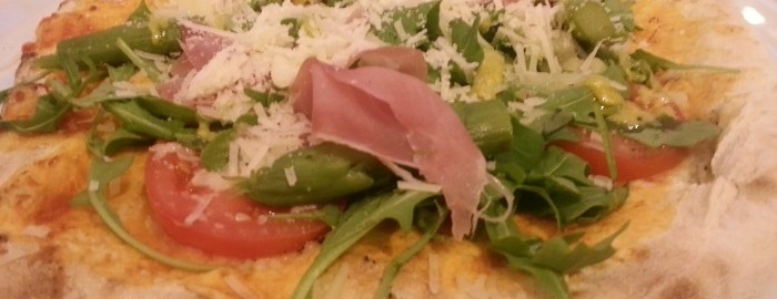 Prosciutto and asparagus flatbread