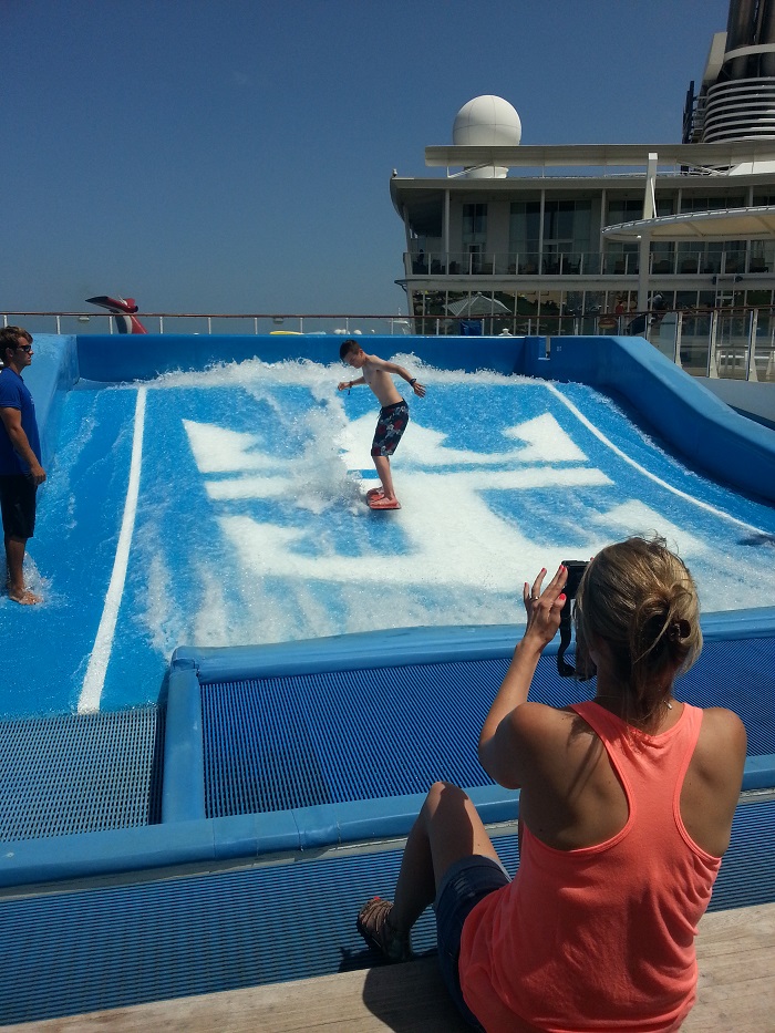 Filming Charlie on the FlowRider