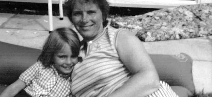 Mum and I on holiday in Kidwelly