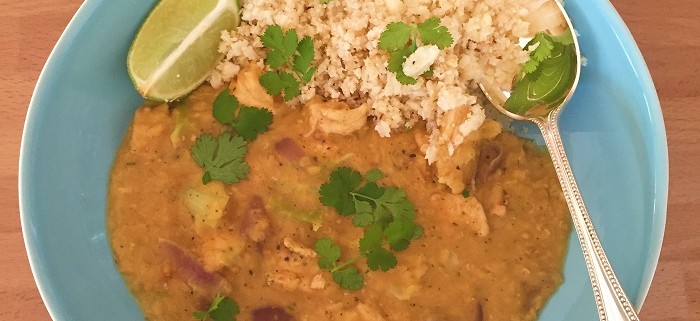 chicken, red lentil and coconut curry with cauliflower rice small