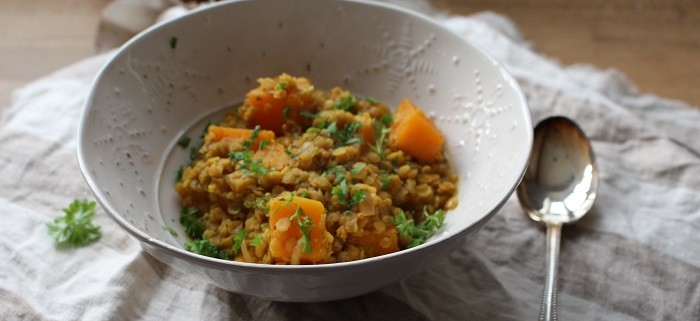 Butternut squah and red lentil curry