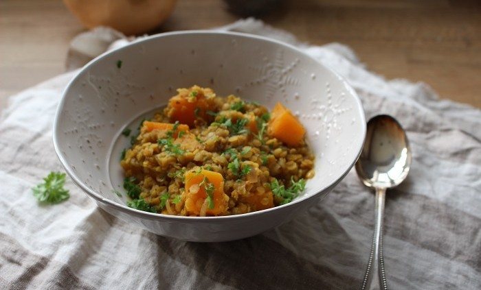 Butternut squash and red lentil curry
