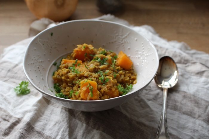 Butternut squash and red lentil curry