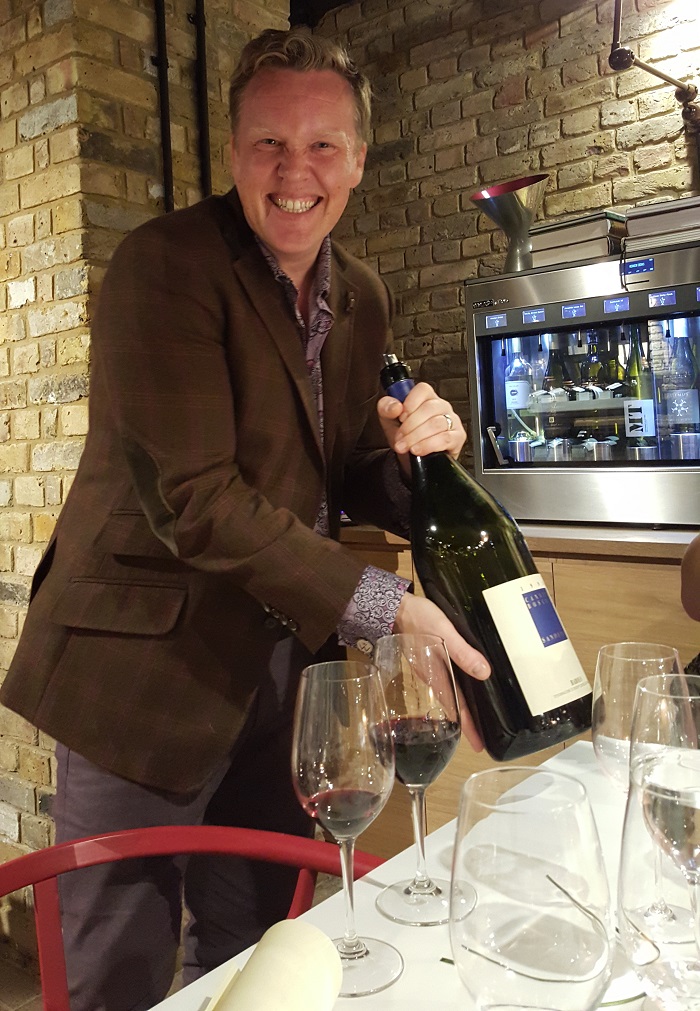 Lovely Olly serving the Sandrone Cannubi Boschis Barolo