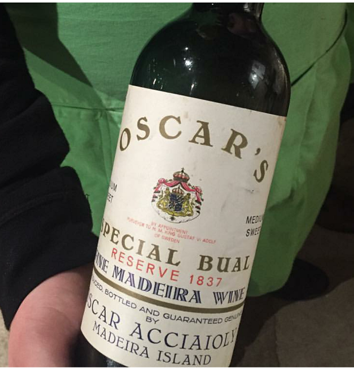 The Oscar's Special Reserva Bual from 1837