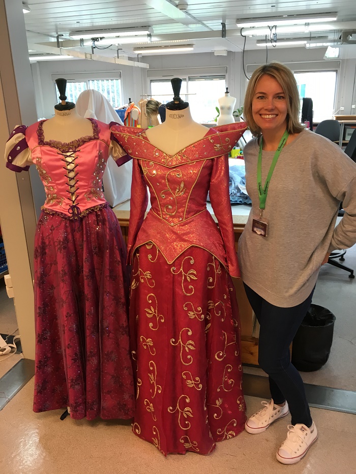 In the costume department with some of the beautiful costumes
