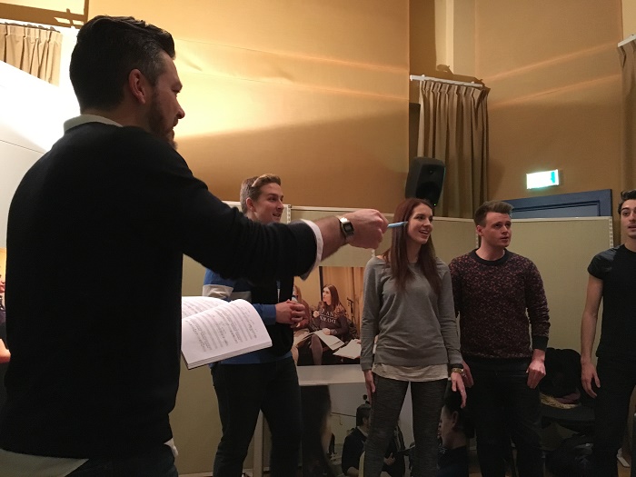 Watching the performers rehearse (l to r: