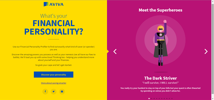 Aviva's financial personality profiler tool