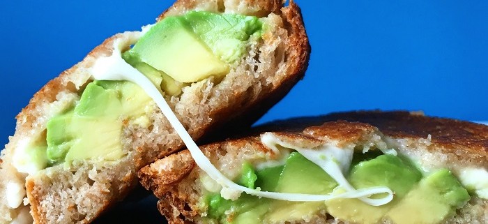 Avocado and mozzarella toastie on rye