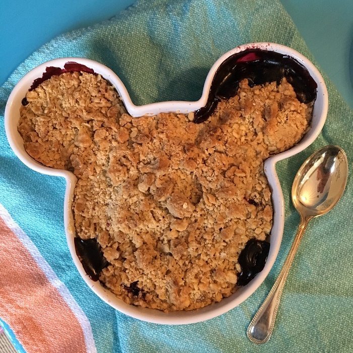 The finished cherry and berry crumble