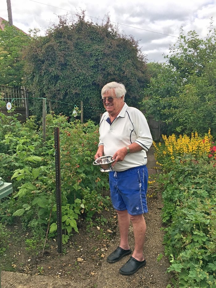 Disreputable Dad in his garden