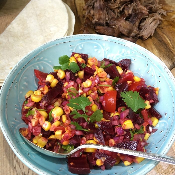 Beetroot and sweetcorn salsa