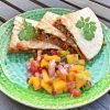 Lamb keema stuffed chapatis with a fresh tomato and mango salsa