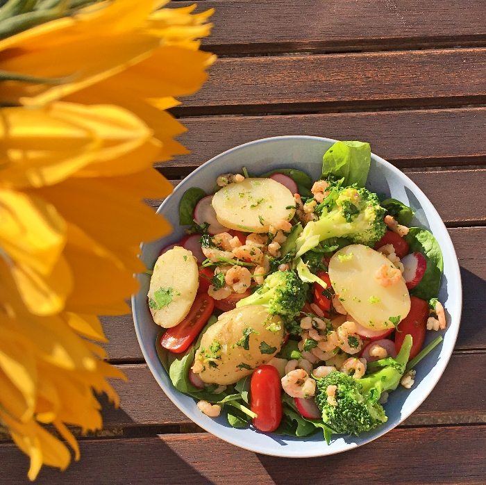 Potato and prawn salad