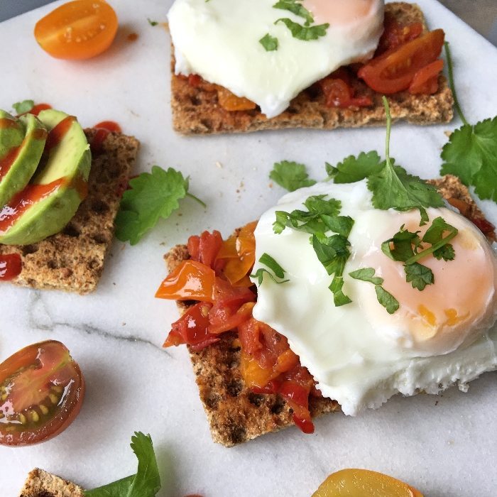 New Ryvita Lunch Packs with spicy tomato salsa, poached egg and coriander