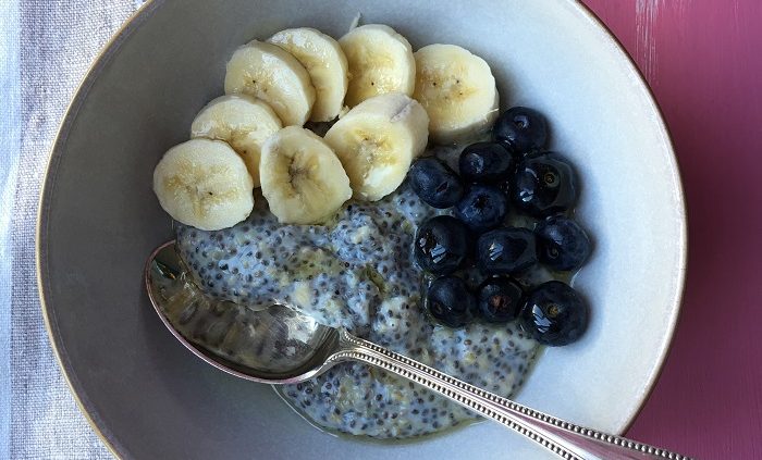 Easy microwave chia oat porridge
