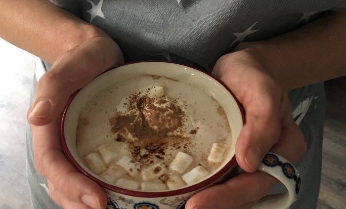 Frozen whipped cream hot chocolate