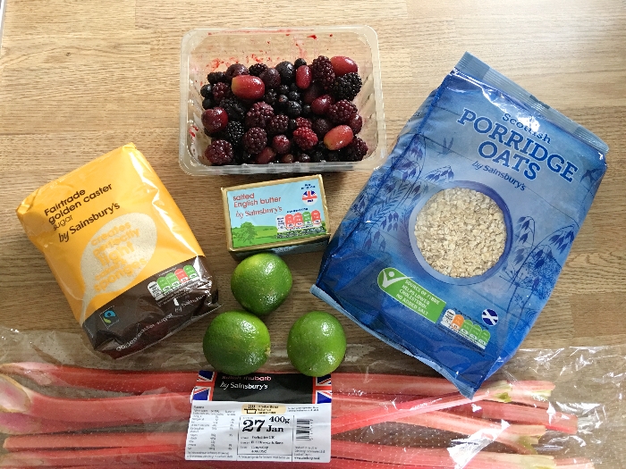 Sainsbury's berry lime and rhubarb crumble ingredients
