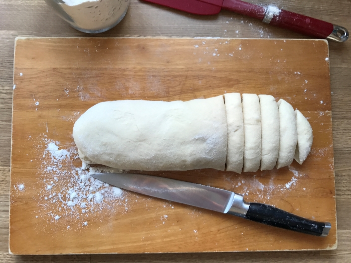 Slice the dough into fingers
