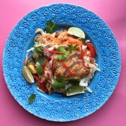 Crispy chicken with an Asian inspired noodle salad