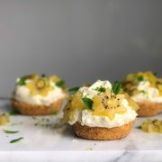 Light and fluffy lime, ginger and golden kiwi cheesecakes
