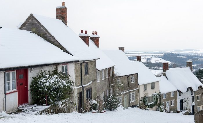A cosy cottage Christmas in Dorset. Gold Hill, in Shaftesbury, North Dorset. Pic: dorsetcottages.com
