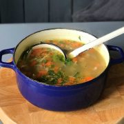Slow cooked chicken leg soup
